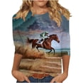 thumbnail image 2 of Delliss Women's Western Horse T-Shirts Casual Horse Riding Horse Graphic Tee Summer Short Sleeve Tops, 2 of 5