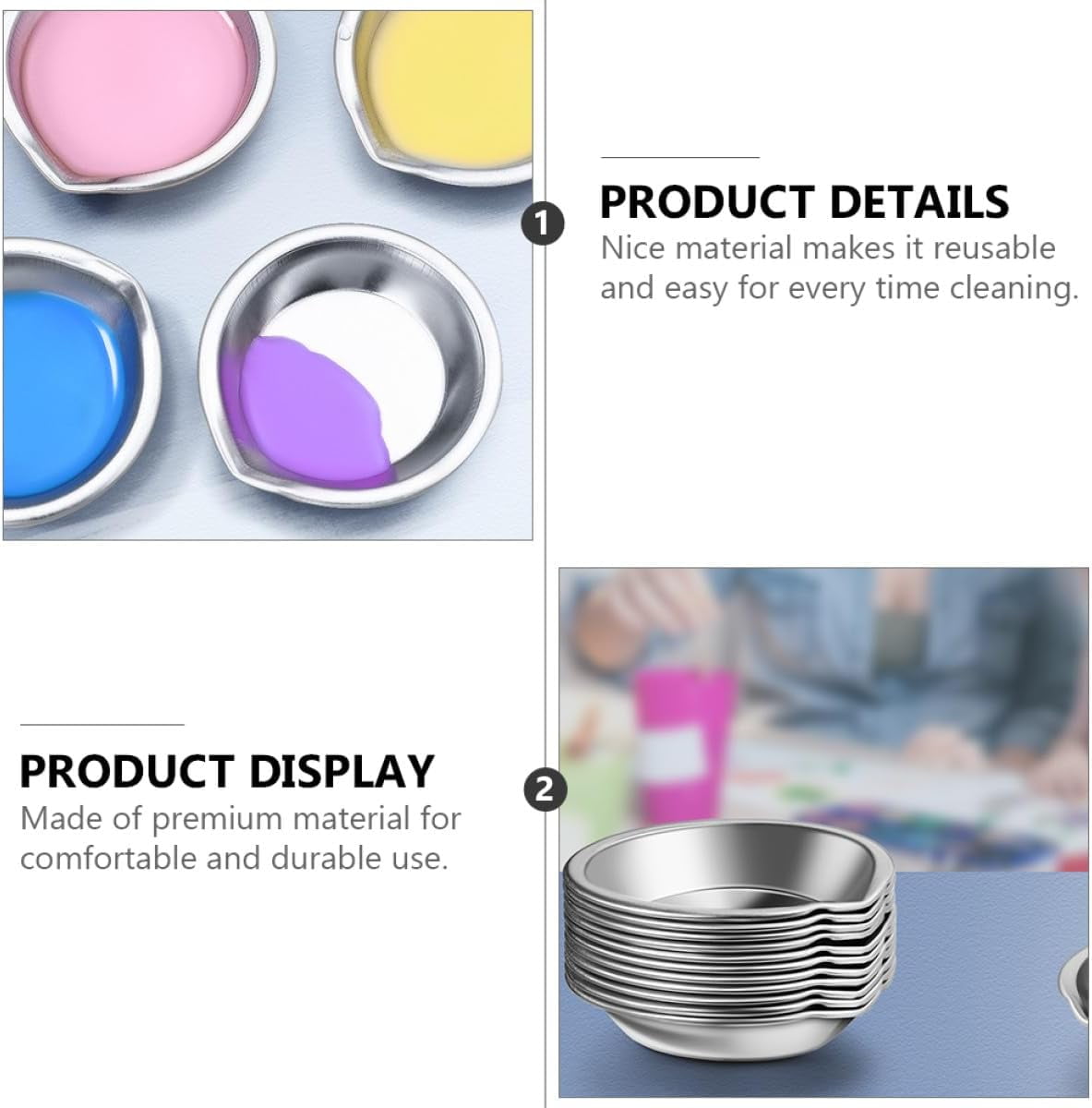 24pcs Stainless Steel Watercolor Mixing Tray Pigment Palette Lightweight Art Tray for Artists Students Schools