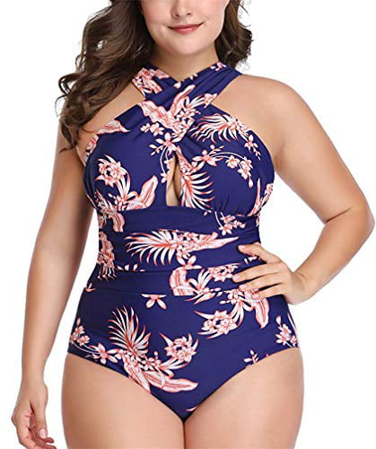 W YOU DI AN Women's Swimsuits One Piece Tummy Control Front Cross Backless Swimsuit Bathing Suit 