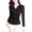 Black, variant on YM YOUMU Women Long Sleeves Mesh Sheer Front Surplice Wrap Top V Neck Sparkle Cross Blouse Shirt