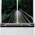 thumbnail image 1 of Dark Forest Kitchen Curtains, Wooden Bridge Leading into the Woods at Allaire State Park New Jersey, Two Panels Drapes with Rod Pocket Room Decor, 55" X 45", Charcoal Grey Green, by Ambesonne, 1 of 1