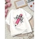 thumbnail image 1 of 100% Cotton Spring/Summer Casual T-Shirt with Pencil Print and Bow Decoration, Unisex Regular Fit Round Neck Tee for Boys and Girls, Medium Stretch Fabric, Perfect for Kids, 1 of 6