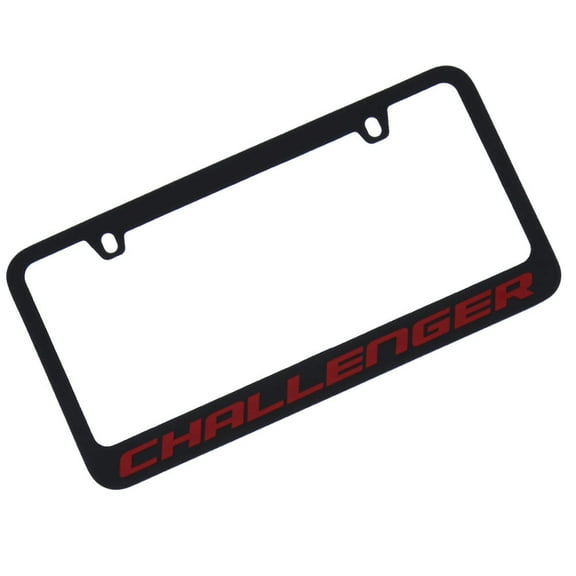 Dodge Challenger Logo License Plate Frame (Red on Black)