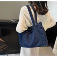 thumbnail image 4 of SPEKSEE Large Capacity Washed Denim Tote Bag, Casual Daily Shoulder Handbag with Zip‑Top Closure Roomy Denim Purse for Work Commute Shopping Travel, 4 of 7