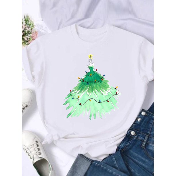 Camiseta con estampado de feliz navidad para mujer, ropa de vacaciones de los años 90, camisetas de año nuevo, camiseta gráfica, regalo de tendencia, 2025