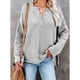 thumbnail image 2 of Suéter de punto de manga larga gris para mujer con cuello redondo y botones: estilo casual sencillo en colores puros, talla M, 2 of 7