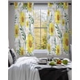 thumbnail image 3 of Yellow Daisy Sheer Curtains 45 Inch Length 2 Panels Set for Living Room/Bedroom, Farmhouse Country Flower Leaf Plant Wood Grain Kitchen Curtains Grommet Curtains Window Treatments 42"x45"x2, 3 of 7