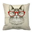 thumbnail image 1 of Funda de Almohada ABPHQTO Gato Hipster Con Gafas Rojas 40x40 cm, 1 of 1