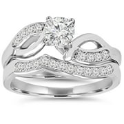 Pompeii 3/4CT Diamond Engagement Wedding Ring Set 10K White Gold (H/I,I1-I2)