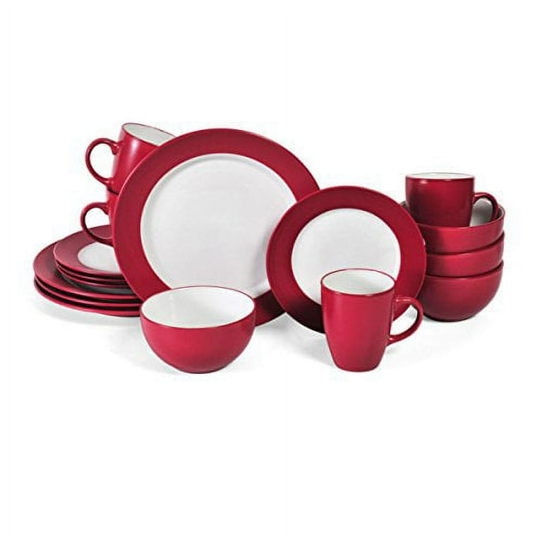 Pfaltzgraff Harmony Red 16 Piece Stoneware Dinnerware Set Walmart