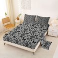 thumbnail image 2 of jejeloiu Modern Damask King Sheets For Men Women,Classic Pattern Bedding,Black Gray,4pcs,1 Flat Sheet, 1 Fitted Sheet and 2 Pillowcases, 2 of 6
