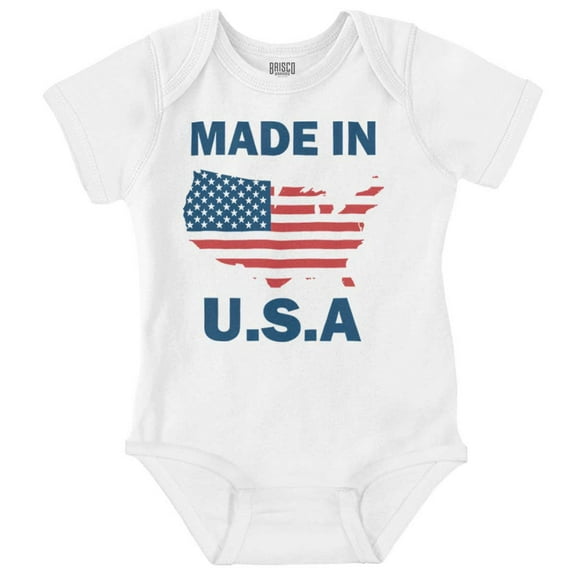 Made in USA County Map American Flag Romper Boys or Girls Infant Baby Brisco Brands NB