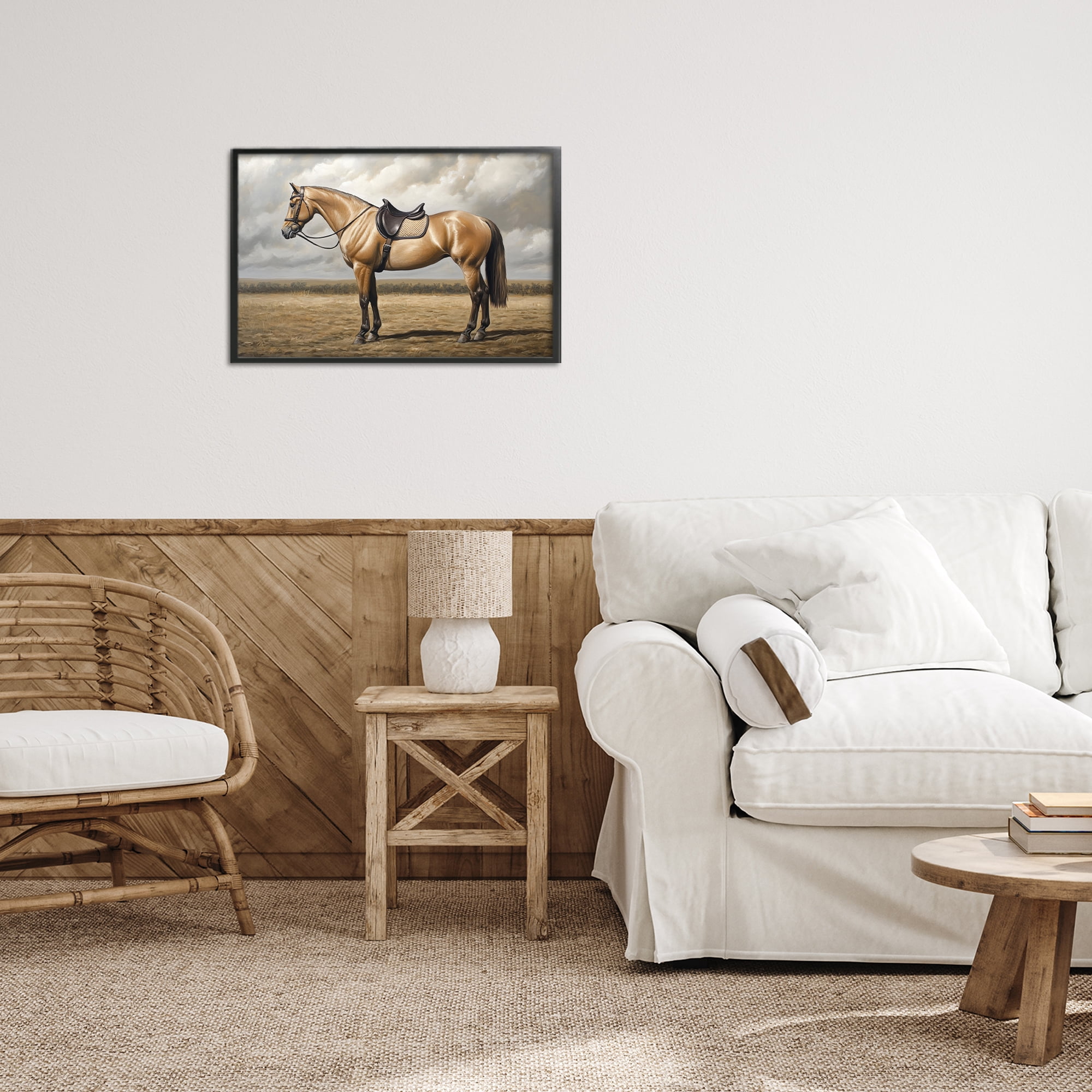 Stupell Industries Shiny Mare Saddled Up Black Framed Giclee Art, design by Petal Prints Design