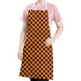 thumbnail image 5 of Orange and Black Checkered Pattern Apron-Garden Aprons for Women with Pockets-Cotton Linen Waterproof Kitchen Cooking Gardening Aprons Adjustable for Kitchen,Cooking,BBQ and Salon 33x27 Inch, 5 of 7