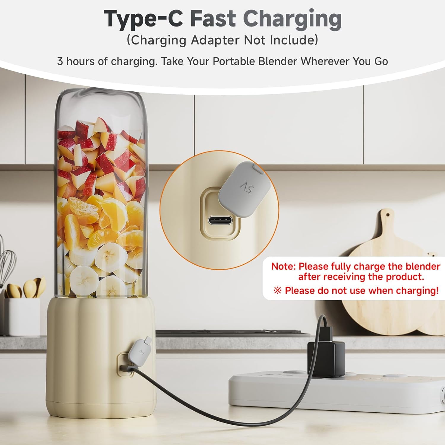 17Oz Portable Blender with 6 Blades, USB-C Rechargeable Personal Smoothie Maker for Shakes & Juices, Compact Mini Mixer for Home, Office & Travel
