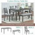 thumbnail image 5 of 6 Piece Dining Table Set, Wooden Rectangular Kitchen Table with 4 Dining Chairs with Cushions and 1 Bench with Cushion, Kitchen Dining Room Table Set for 6 (Gray), 5 of 8