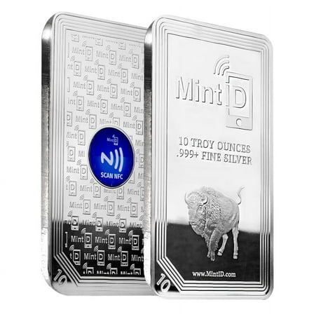 10 oz MintID Buffalo Silver Bar .999  Fine (NFC Scan Authentication)