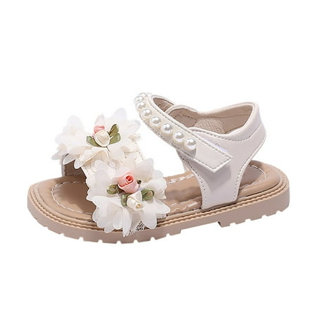 

Quealent Toddler Girls Sandal Girls Sandals Tan Girls Sandals Summer Children S Soft Sole Shoes Pearl and Flower Decoration Flossy Posse Girls White 8