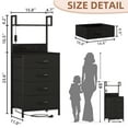 thumbnail image 3 of Eunos Tall Nightstand with Charging Station, Black Dresser with 4 Drawers and Storage Shelves for Bedroom, 3 of 7