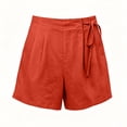 thumbnail image 7 of Sheghy Womens Shorts 100%Cotton Women Casual High Waist Plus Size Non-Stretch Textured Ruched Shorts with Button Drawstring & Pockets Red XXL, 7 of 7