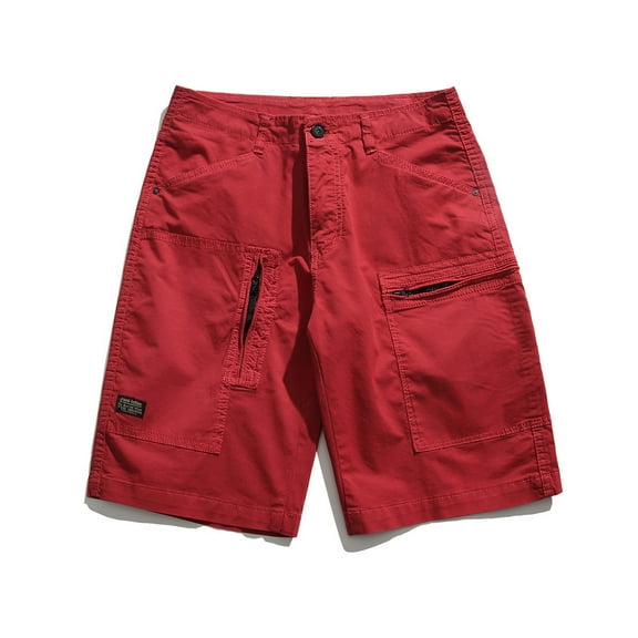 Herrnalise Mens Work Shorts 9" Work Pants for Mens Portable Phone Charge Shorts Multi Pokets Cargo Shorts Comfy Cotton blend Shorts Red