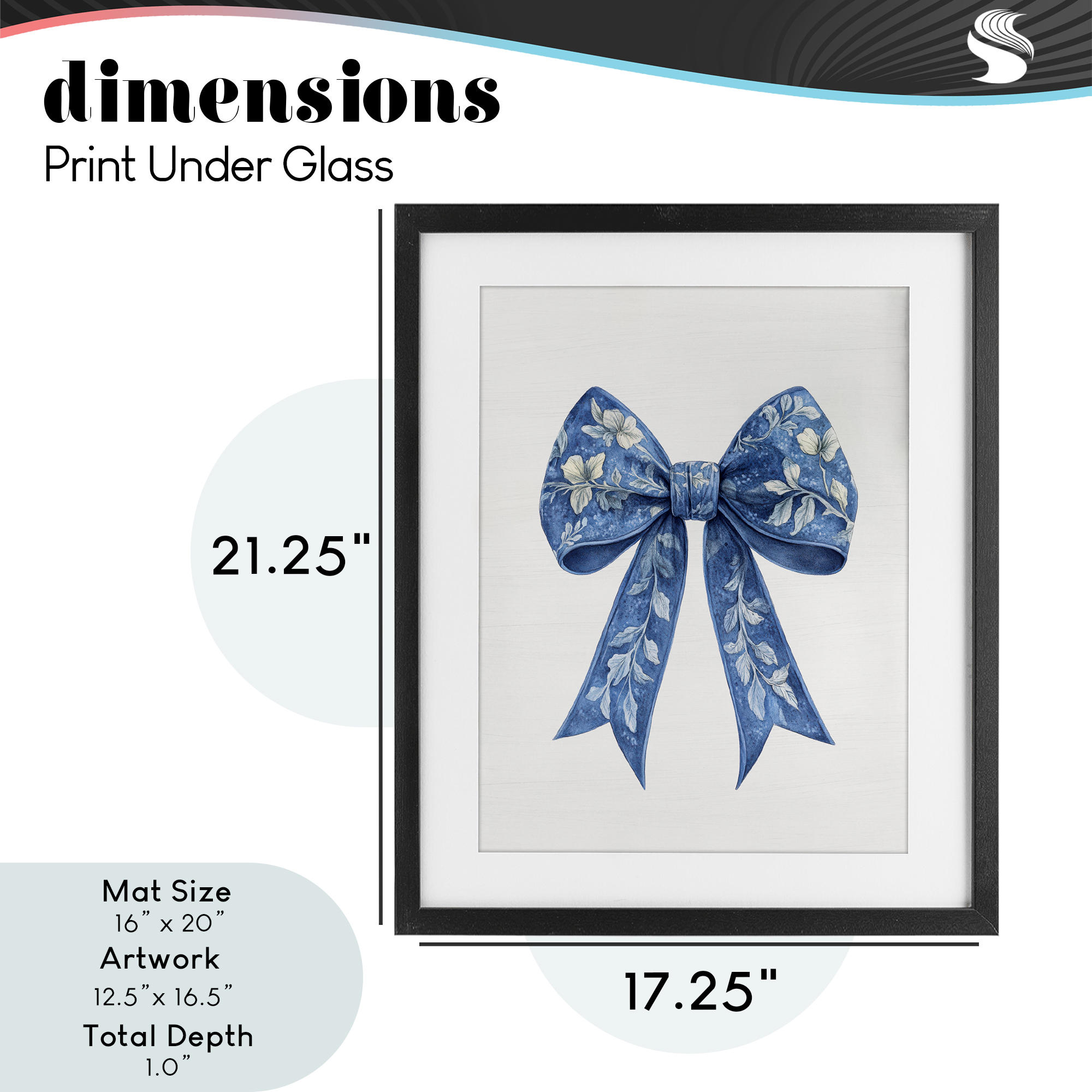 Intricate Florals Ribbon Black Framed Print Under Glass, design by Lettered and Lined