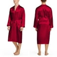 thumbnail image 3 of Bata de satén para hombre, bata tipo kimono, bata de baño larga, ropa de dormir de seda ligera, pijamas para hombre con cinturón S-XXL, 3 of 6