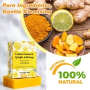 Ikzee Lemon Turmeric Kojic Acid Soap, Natural ingredients, Gentle cleansing, Clean Skin, with Foam Mesh Bags, 100g
