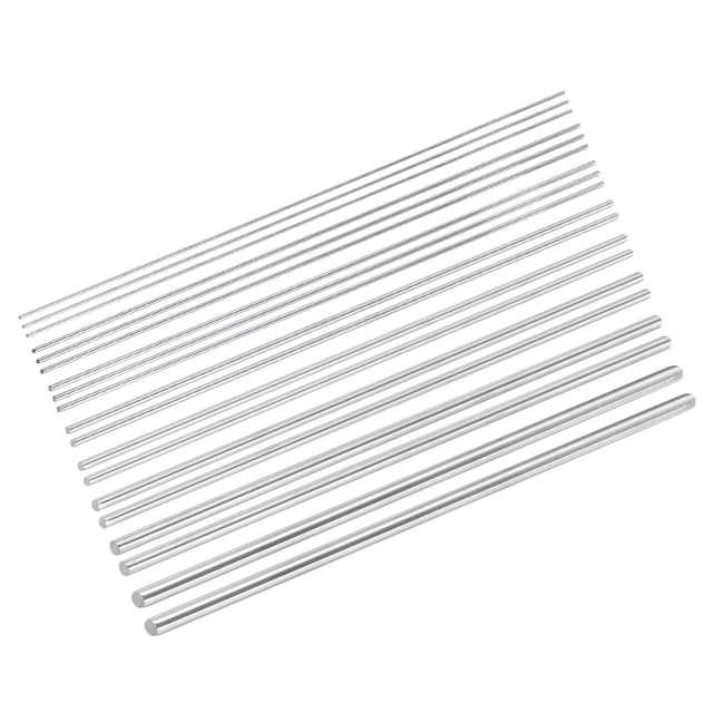 Unique Bargains 19 Pcs 304 Stainless Steel Round Rods 2/2.5/3/4/5/6/8/10mm Dia 400mm Length Solid Shaft Rods for DIY Model Car