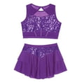 thumbnail image 4 of iixpin Kids Girls Jazz Ballet Modern Lyrical Dance Costume Cheerleading Sequin Tank Tops with Skirt Set Purple 16, 4 of 6