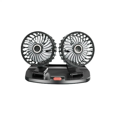 

Car Fan With Double Head And 5 Fan Blades Electric 2 Speed Cool-ing Air Circulator Multi-Angle Rotation Rotatable Auto Fan For Sedan SUV RV Boats