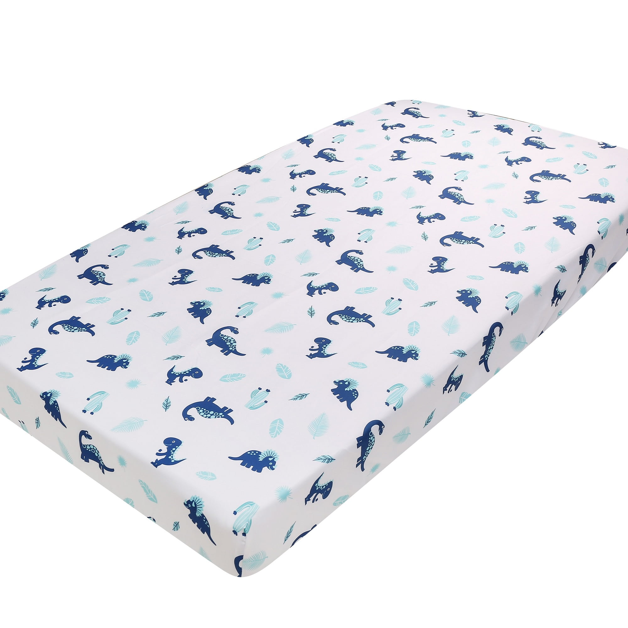 Sweet Baba 4 PC Dinosaur Crib Bedding Sets for Baby Boys, Yellow and Navy Blue