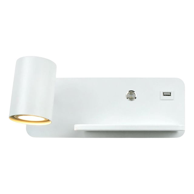 Lámpara de pared moderna con foco giratorio LED Gu10 para lectura de cabecera Izquierda Blanca