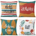 thumbnail image 1 of Hello Autumn Orange Pillow Covers Set Of 4, Linen Thanksgiving Throw Pillow Covers Home Decor, 1 of 5