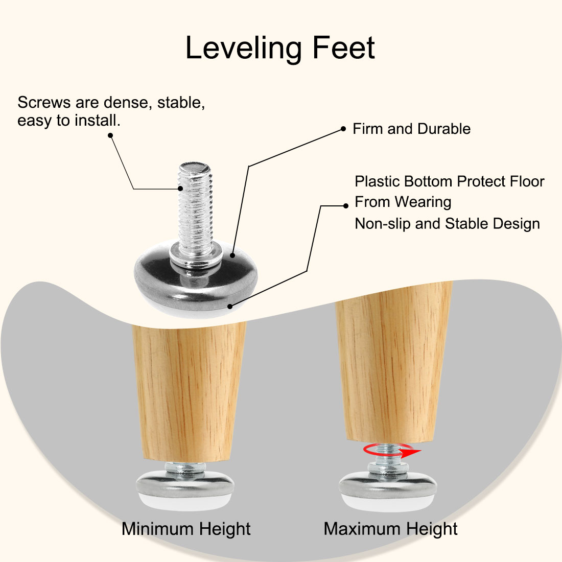 Unique Bargains 20Pcs M8 x 25mm Adjustable Leveling Feet for Furniture and Machines