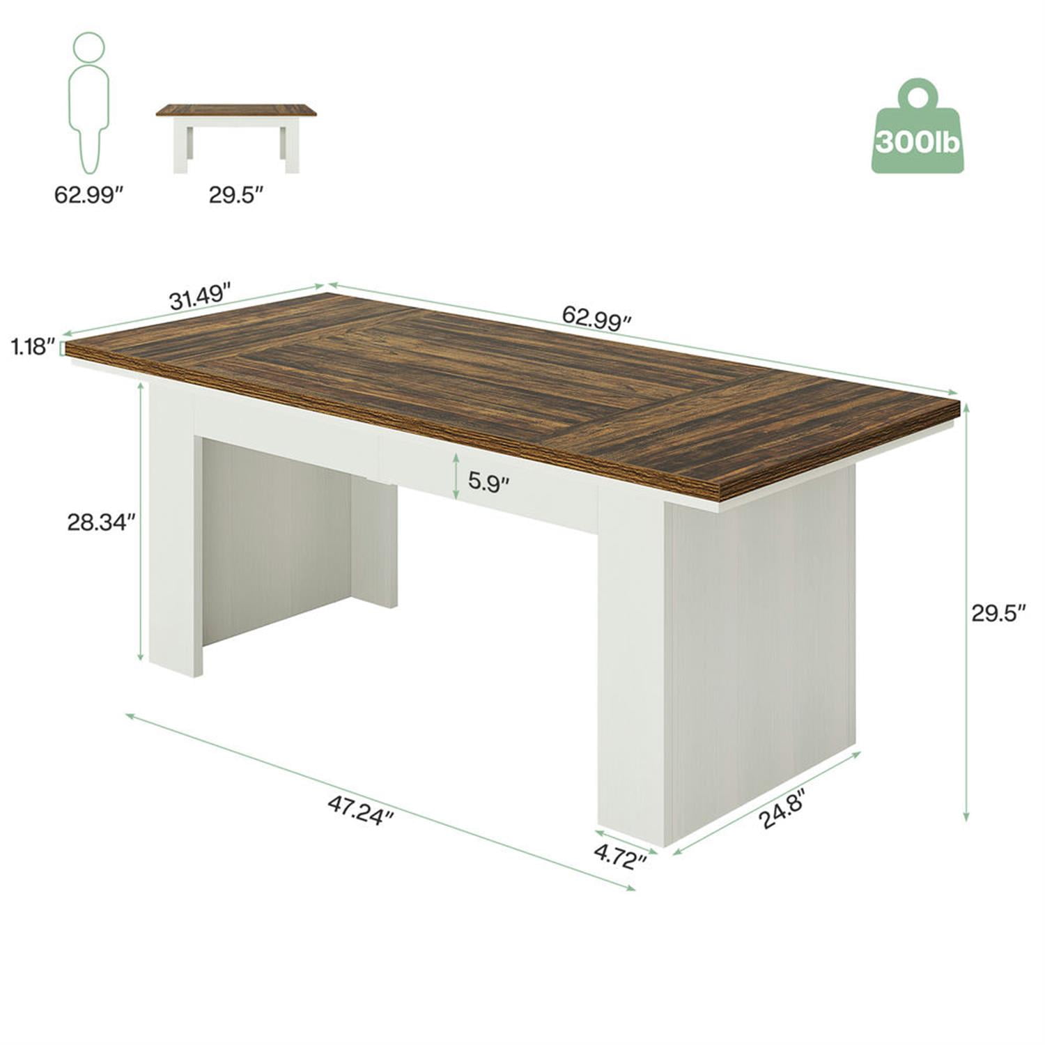 Demi Bonn 63" Wood Executive Computer Desk, Modern Duty Study Writing Gaming Table for Home Office, Brown