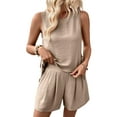 thumbnail image 2 of Womens Summer 2 Piece Outfits Short Sets Matching Sleeveless Tank Top High Waisted Shorts with Pockets M, 2 of 9
