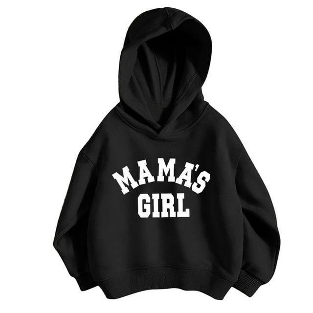 FAOWME Sweat à Capuche Décontracté pour Enfants Garçons Filles Imprimé Lettre Noir 7-8 Ans