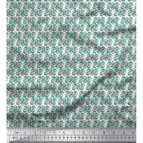 Soimoi Polyester Crepe Fabric Dot & Square Shirting Decor Fabric Printed Yard 42 Inch Wide