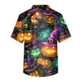 thumbnail image 3 of MLQIDK Halloween Print Scrubs for Men Nurse Uniforms Short Sleeve Halloween Nursing Tops Fun V Neck Scrub Shirts Pumpkin Ghost Bat Printed Nurse Uniforms Earthy Yellow S, 3 of 4