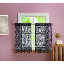 Warm Home Designs Pair of 30" W x 24" L Black Lace Kitchen Curtains. FI Black Tiers 24