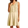 thumbnail image 7 of Summer Women's Mini Dresses Casual Embroidered Fashion Loose-fitting Comfortable Sleeveless Short Dress With Button V Neck Tank Dress Fashion Outfit With Pockets, 7 of 7
