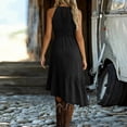 thumbnail image 5 of Women's Sleeveless V-Neck Bandage Dress with Drawstring, Solid Summer Casual Fit, 5 of 9