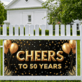 thumbnail image 6 of LUUFILx Golden 50th Celebration Backdrop Banner Party Supplies Decorations Anniversary Elegant Photography Props Birthday Background Event Decor Congratulatory, 6 of 7