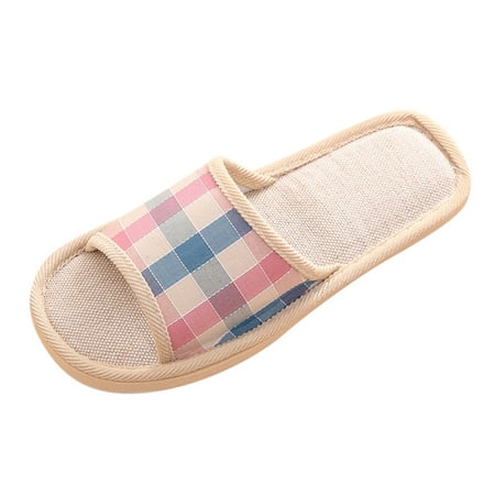 

Youmylove Women Slide Slippers Fashion Casual Couples Gingham Home Slippers Indoor Floor Flat Shoes Stylish Female Cozy Daily Walking