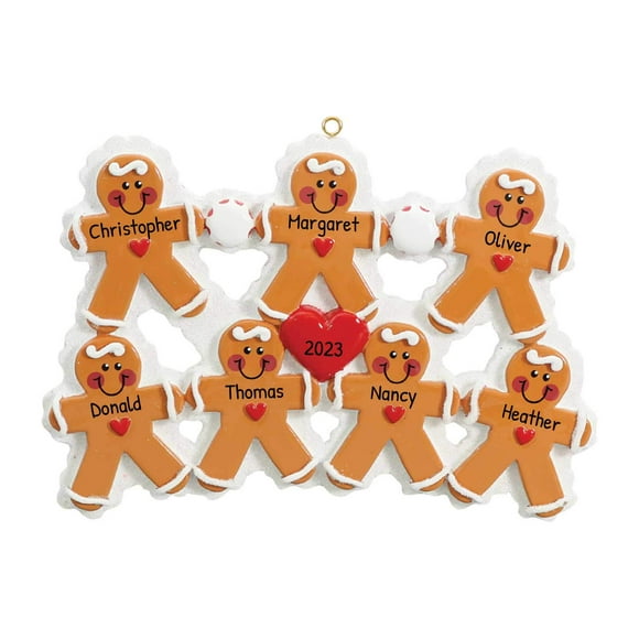 Personalized Family Christmas Ornaments - Custom Ornaments Family of 7 Christmas Ornament 2024 Customized Family Gingerbread Cookies Christmas Ornament Gingerbread Family Ornaments for Christmas Tree