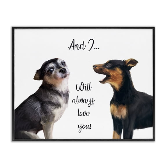 Stupell Industries Contemporary Will Love You Dogs Black Framed Giclee Art, 14 x 11, by Ziwei Li
