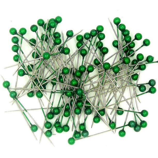800 alfileres redondos con cabeza de perla de 3,5 cm, alfileres de confección, ramilletes, floristas, alfileres de costura para bodas (verde)