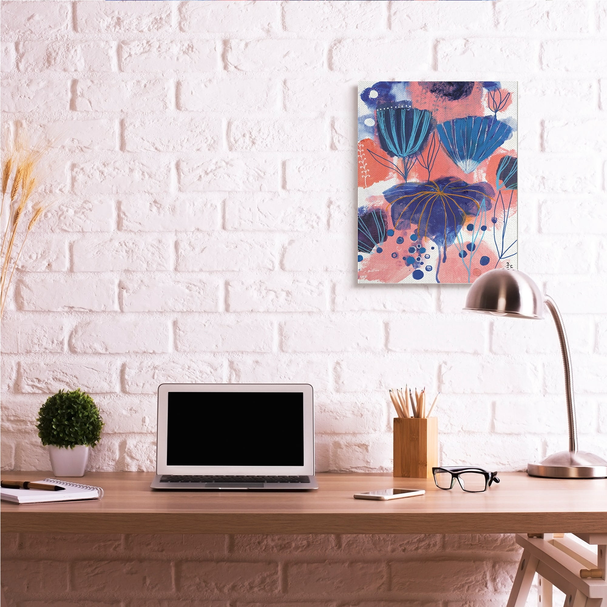 Stupell Industries Abstract Flowers Blooming Playful Blue Orange Pink,24 x 30,Designed by Corina Capri