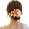 thumbnail image 1 of XASZHN Flower Metal Hair Side Combs Slide Clips Floral Hair Accessory Orange_006 One Size, 1 of 5